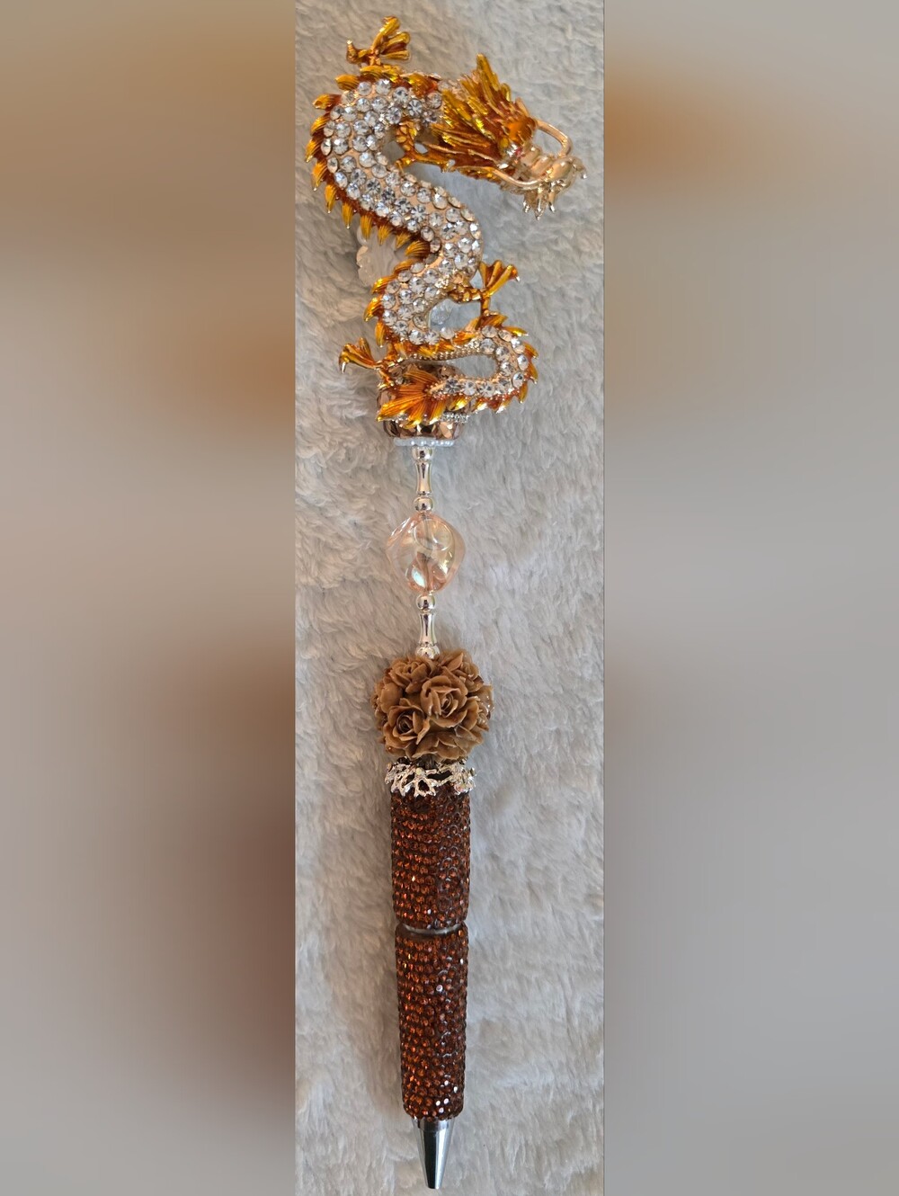 Gold and Silver Beaded Pen - Dragon